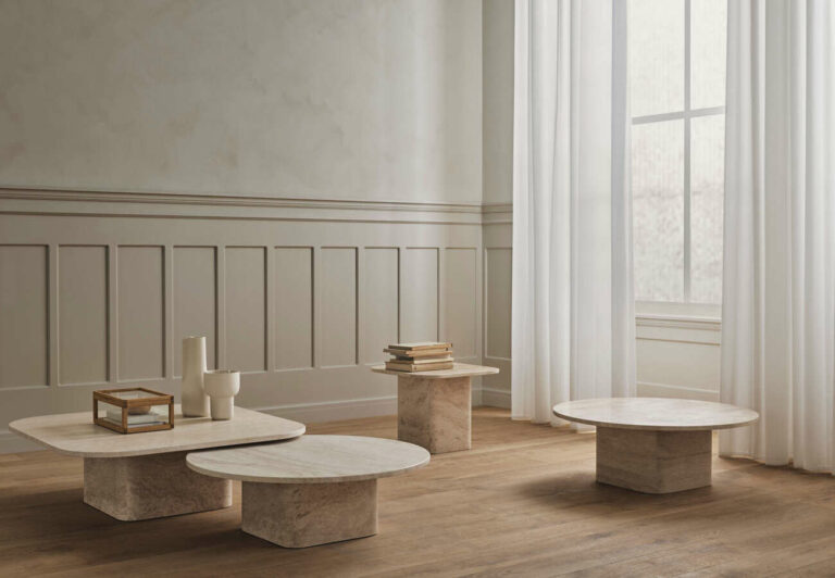 Tables Basses en Travertin Naturel par Eida